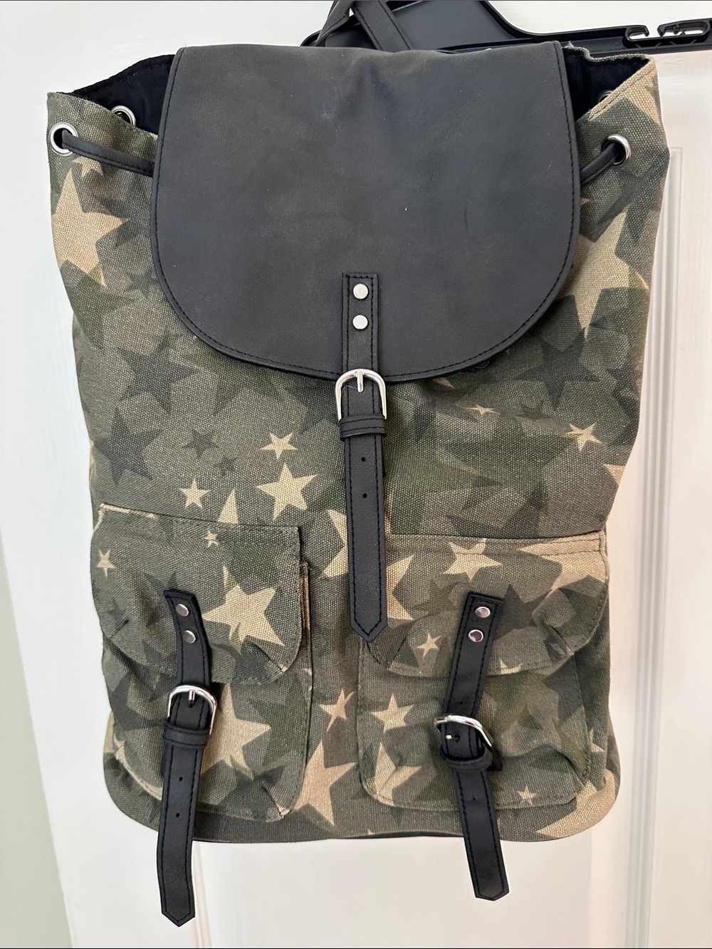 Candie's Green Star Print Backpack with Black Trim